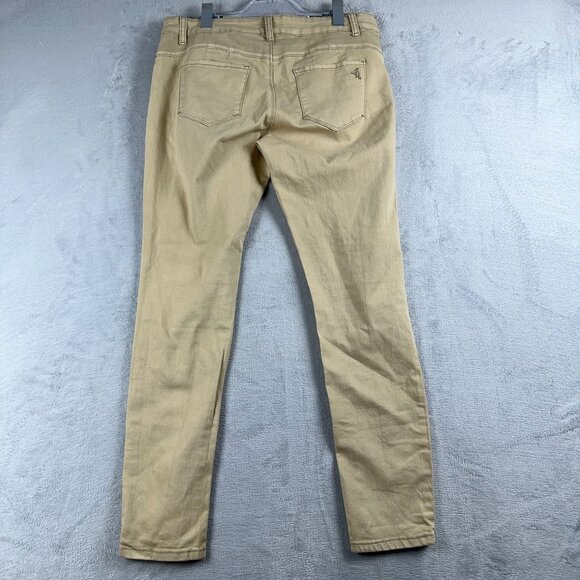 VIP Skinny Jeans Womens Size 13/14 Mid Rise Flat Front Five Design Pockets Khaki - Picture 2 of 10